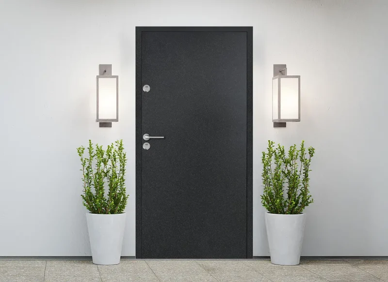 Входна врата серия Дизайн Аутдор, модел Бейсик, Графит