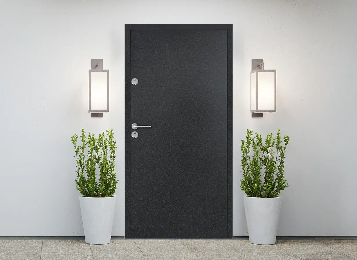 Входна врата серия Дизайн Аутдор, модел Бейсик, Графит