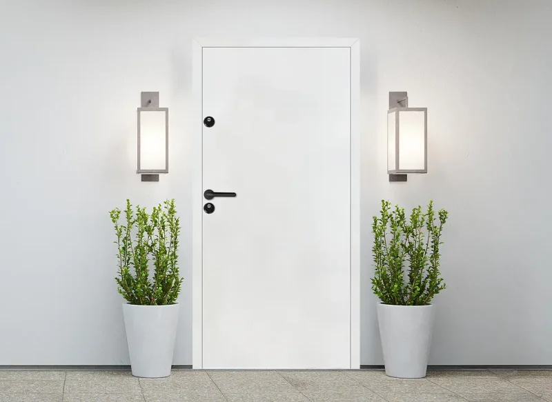 Входна врата серия Дизайн Аутдор, модел Бейсик, Бял мат