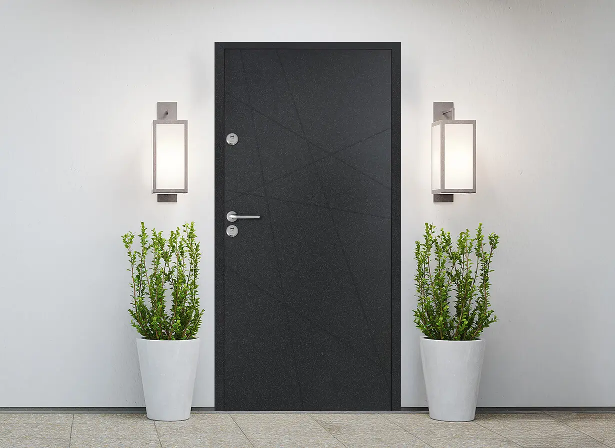 Входна врата серия Дизайн Аутдор, модел Брилянт, Графит