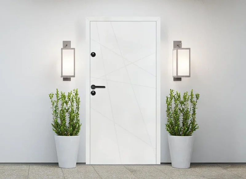 Входна врата серия Дизайн Аутдор, модел Брилянт, Бял мат