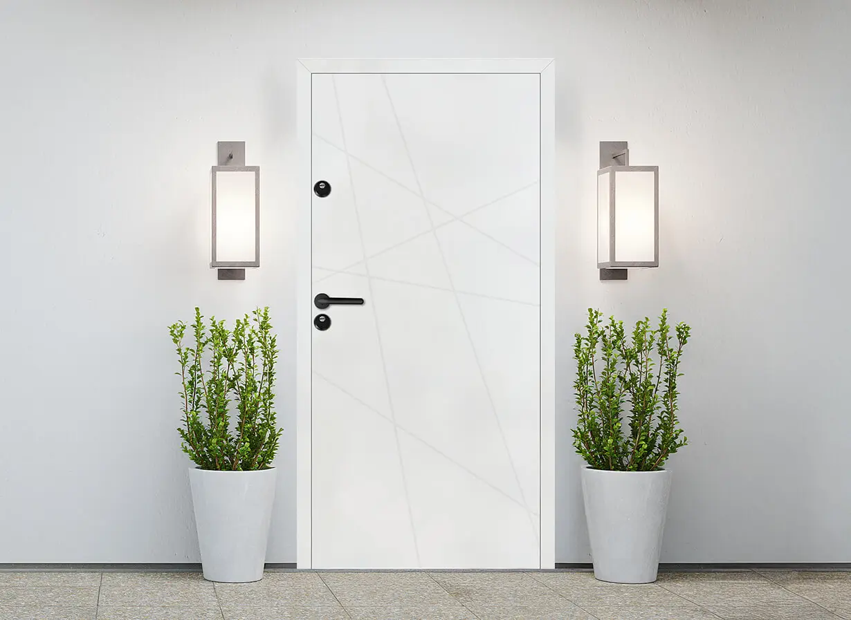 Входна врата серия Дизайн Аутдор, модел Брилянт, Бял мат