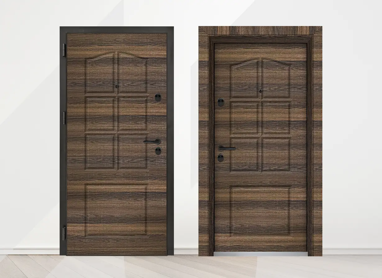 Входна врата Unison Optima 3002p цвят Райски орех 2s