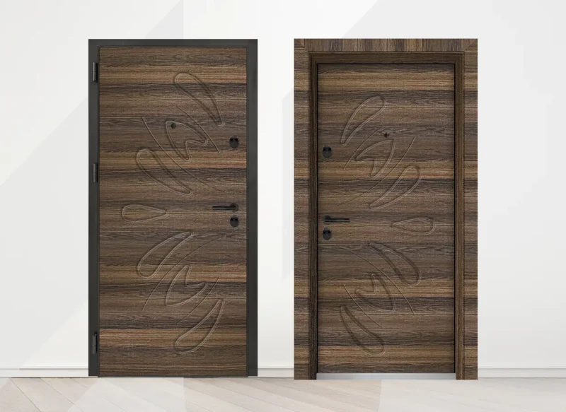 Входна врата Unison Optima 3011p, цвят Райски орех - лице и гръб