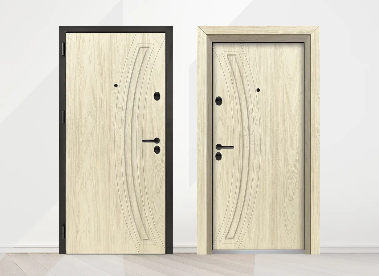 Входна врата Unison Optima 3012p, цвят Избелен дъб - лице и гръб