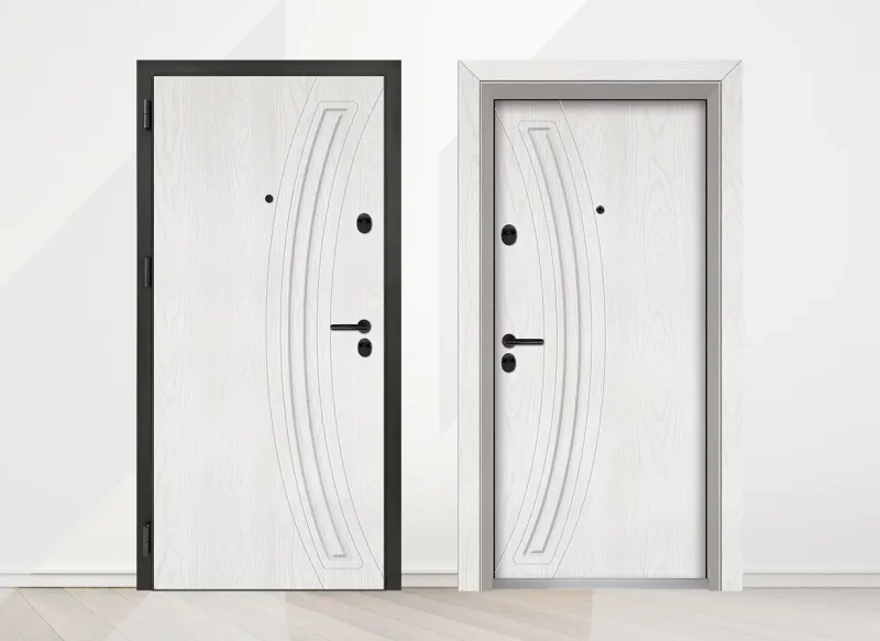 Входна врата Unison Optima 3012p, цвят Снежен бор - лице и гръб