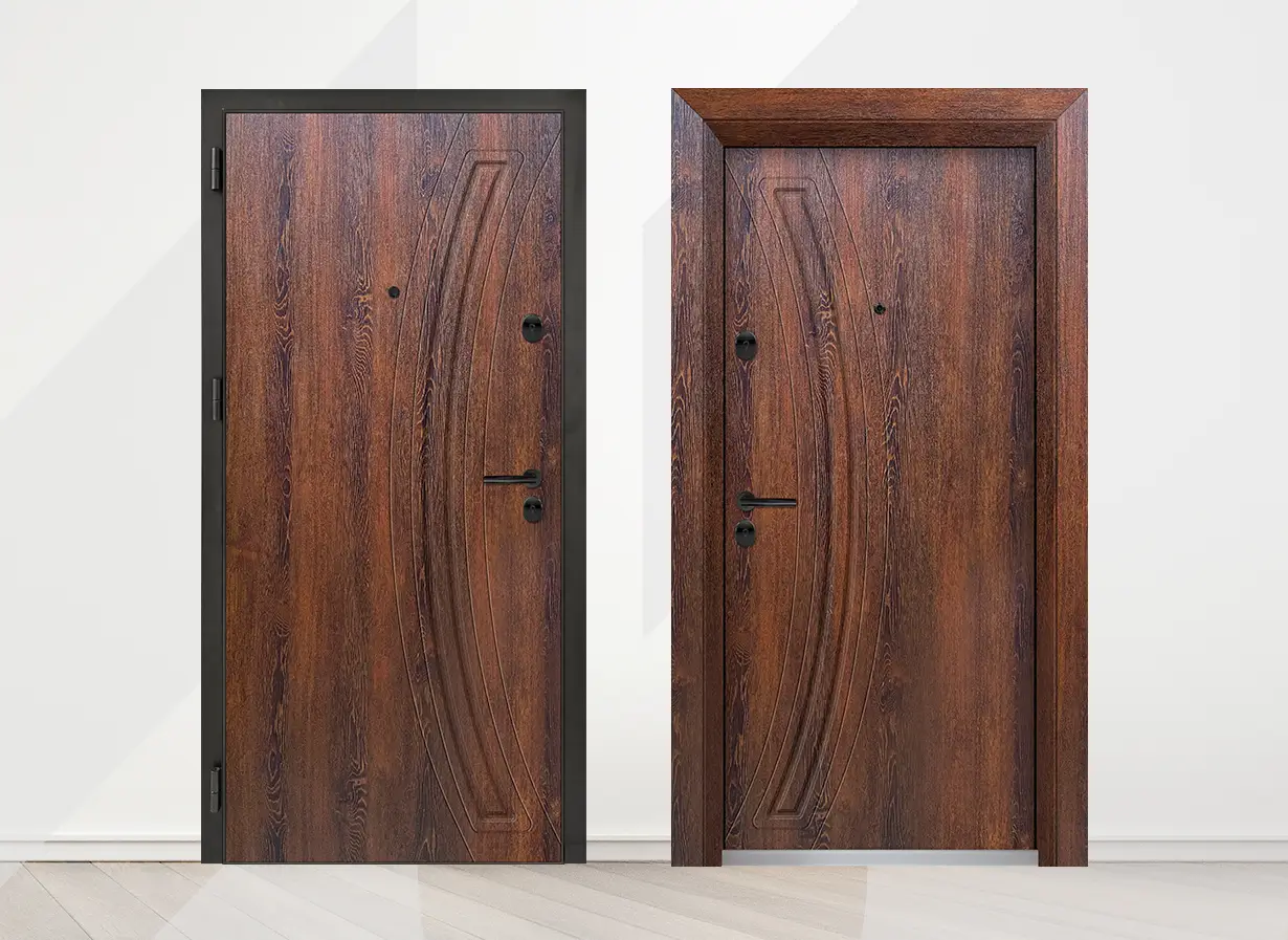 Входна врата Unison Optima 3012p, цвят Японски бонсай - лице и гръб