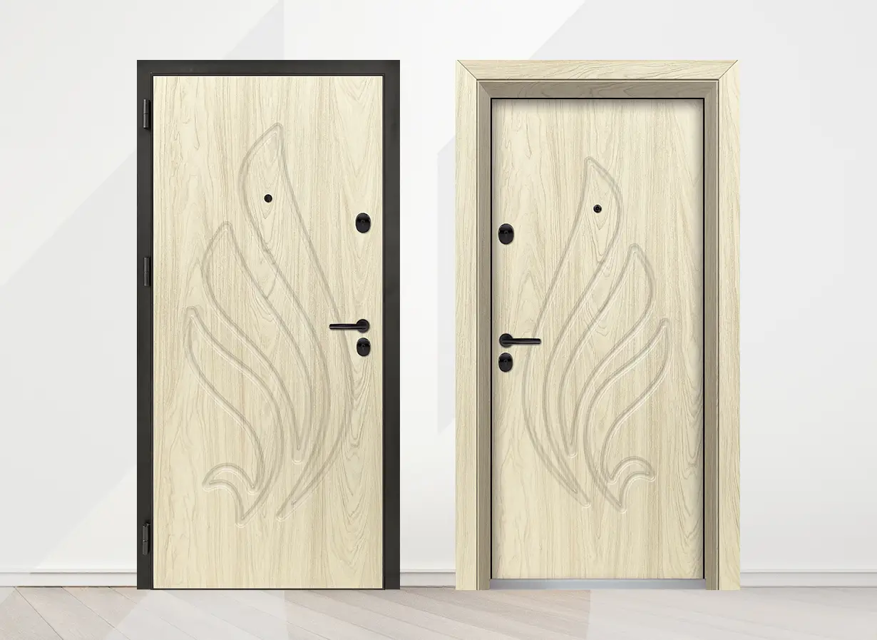 Входна врата Unison Optima 3013p, цвят Избелен дъб - лице и гръб