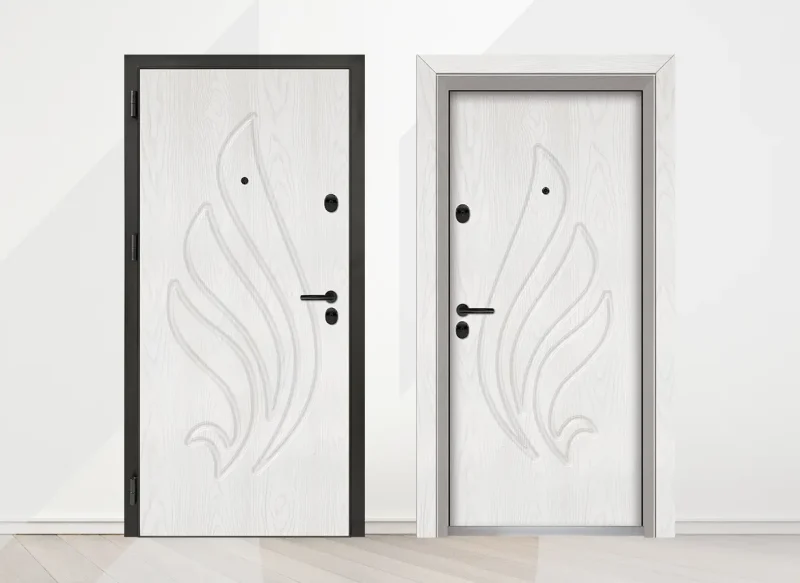 Входна врата Unison Optima 3013p, цвят Снежен бор - лице и гръб