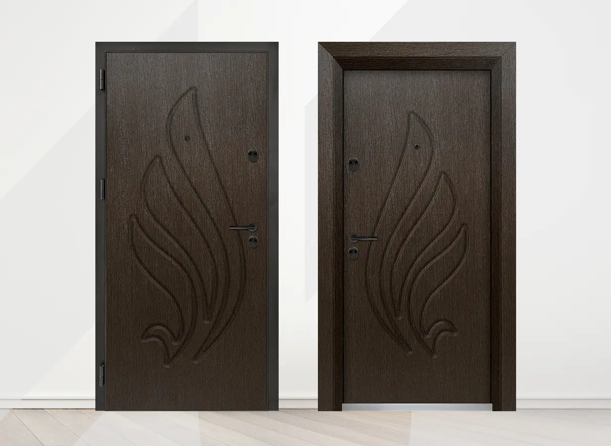 Входна врата Unison Optima 3013p, цвят Златен кестен - лице и гръб