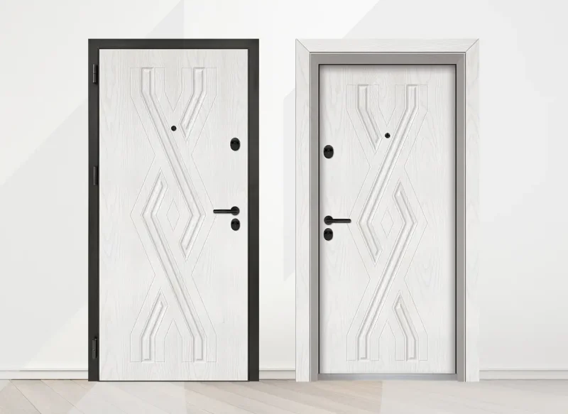 Входна врата Unison Optima 3015p, цвят Снежен бор, лице и гръб