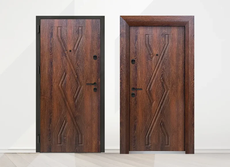 Входна врата Unison Optima 3015p, цвят Японски бонсай - лице и гръб