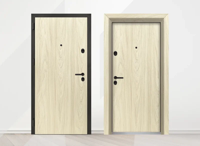 Входна врата Unison Optima 3100, цвят Избелен дъб - лице и гръб