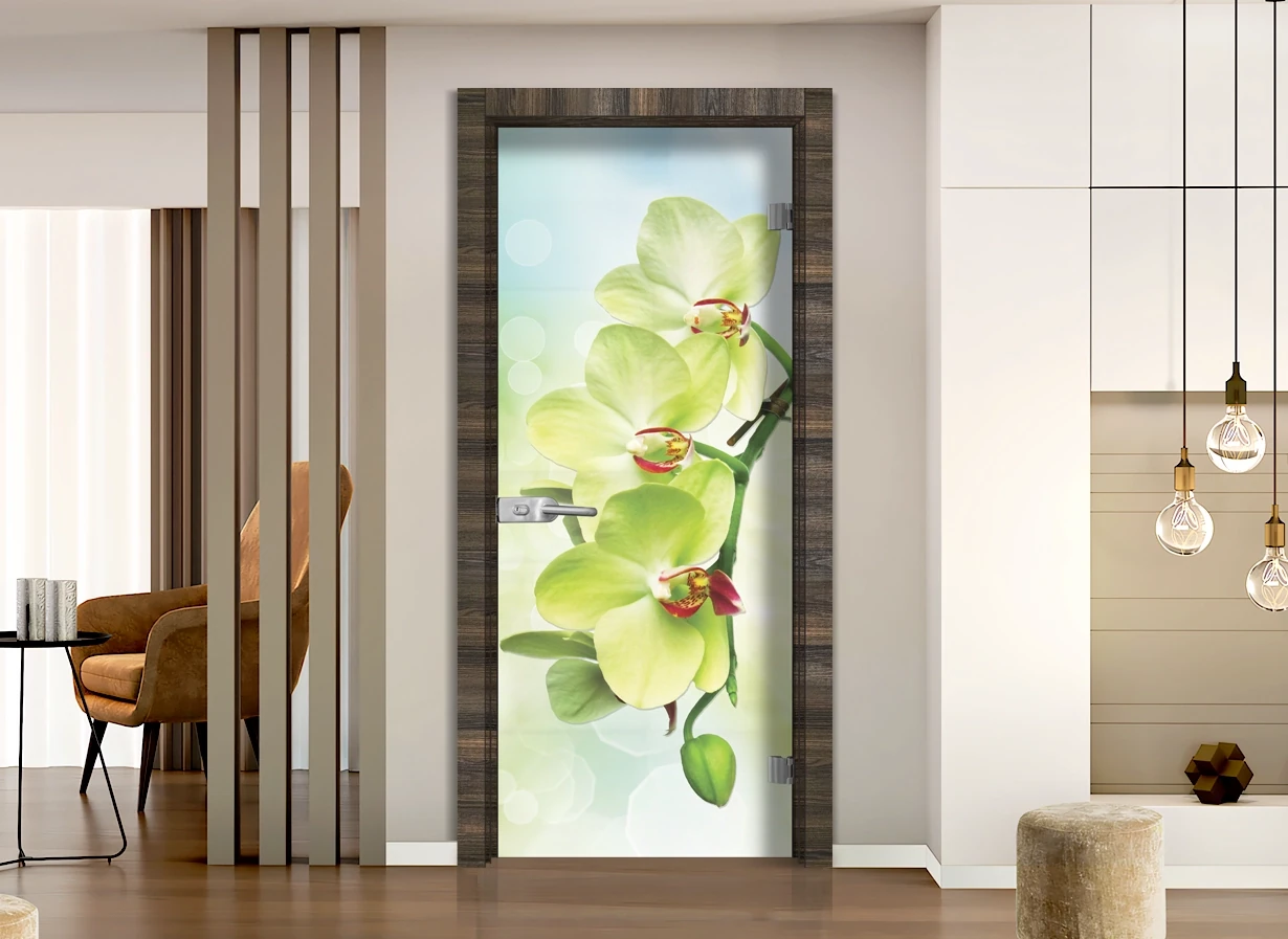 Стъклена врата Sil Lux Print G 13-3 Green, цвят Райски Орех