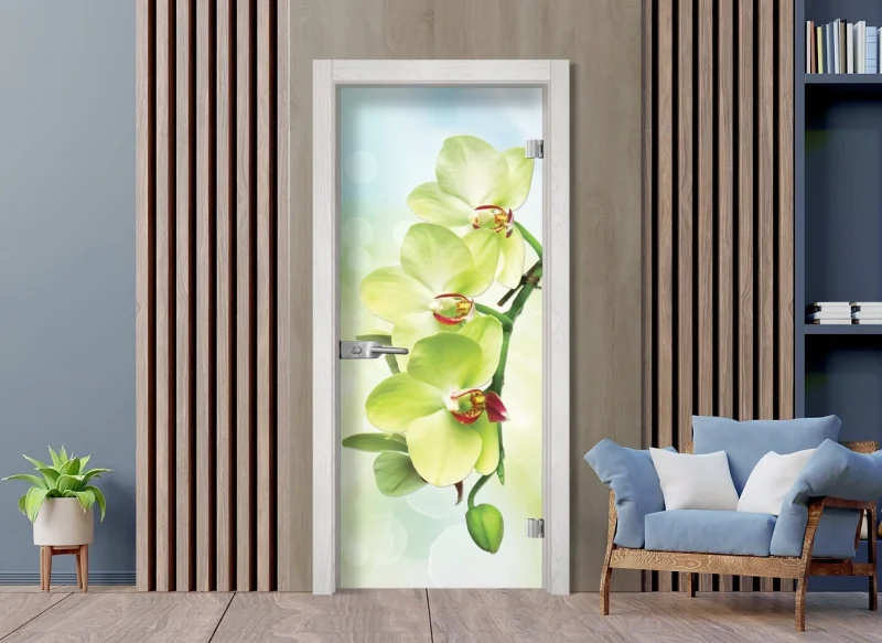 Стъклена врата Sil Lux Print G 13-3 Green, цвят Снежен Бор