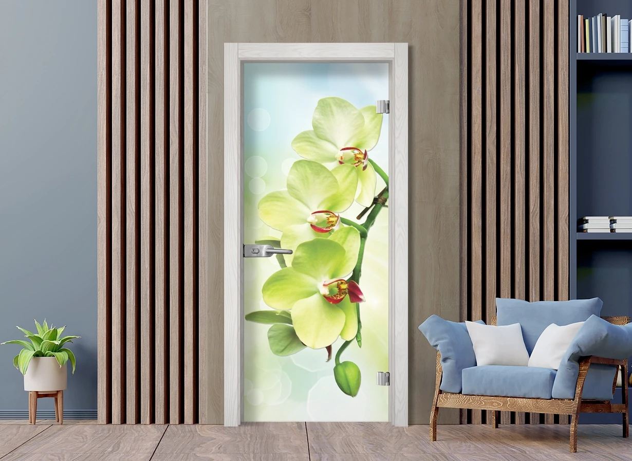 Стъклена врата Sil Lux Print G 13-3 Green, цвят Снежен Бор