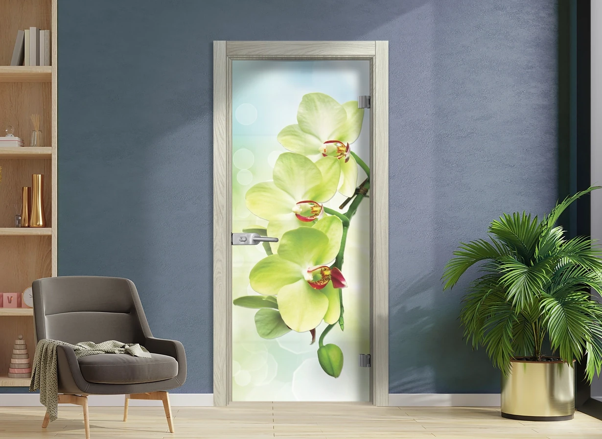 Стъклена врата Sil Lux Print G 13-3 Green, цвят Избелен Дъб