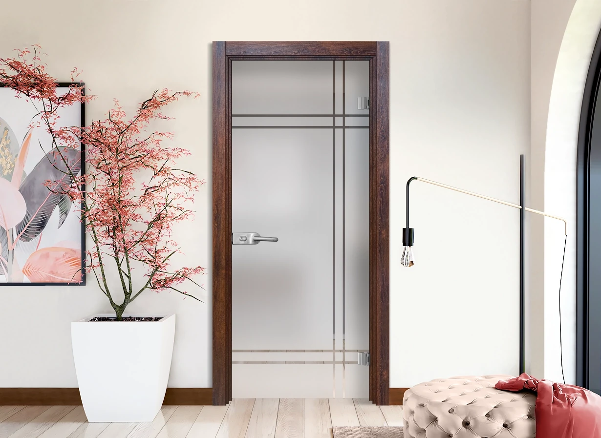 Стъклена врата Sil Lux Sand G 13-8, цвят Японски Бонсай