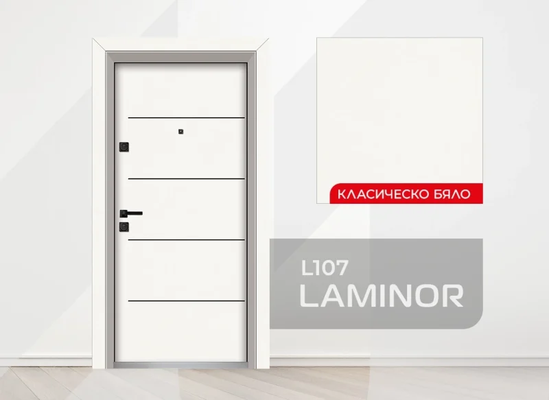 Входна врата Unison Laminor L 107 цвят Класическо бяло